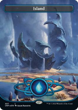 Island (487) (Borderless) (Galaxy Foil) - Unfinity (UNF) NM *FOIL*