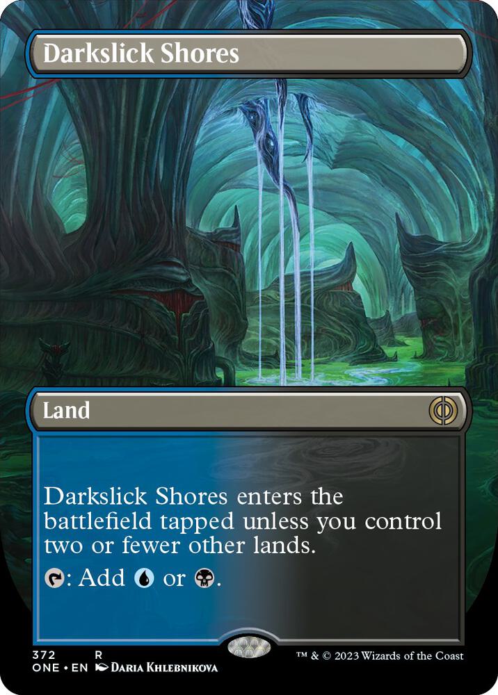 Darkslick Shores (Borderless) - Phyrexia: All Will Be One (ONE) NM *FOIL*