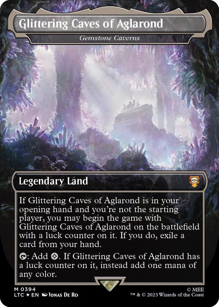 Glittering Caves of Aglarond - Gemstone Caverns (Borderless) (Surge Foil) - Commander: The Lord of the Rings: Tales of Middle-earth (LTC) NM *FOIL*
