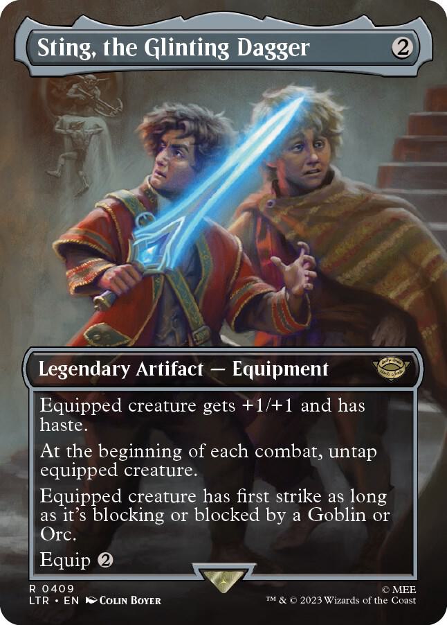 Sting, the Glinting Dagger (Borderless) - Universes Beyond: The Lord of the Rings: Tales of Middle-earth (LTR) NM *FOIL*