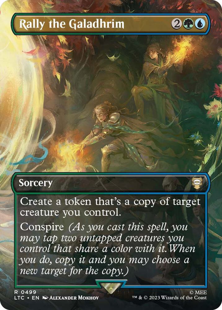 Rally the Galadhrim (Borderless) - Commander: The Lord of the Rings: Tales of Middle-earth (LTC) NM