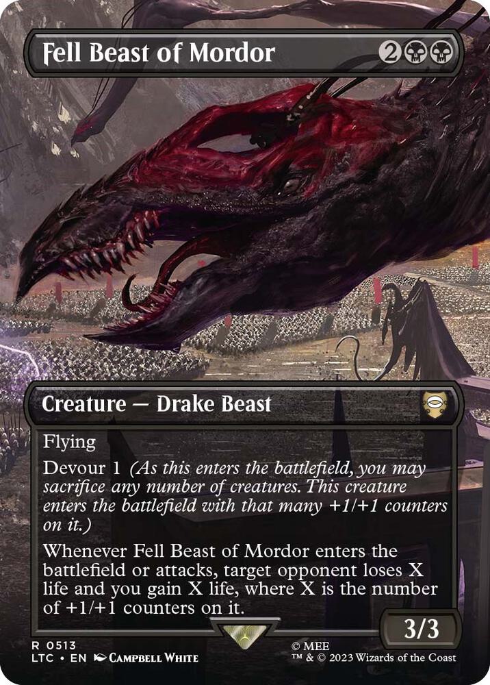 Fell Beast of Mordor (Borderless) - Commander: The Lord of the Rings: Tales of Middle-earth (LTC) *FOIL*