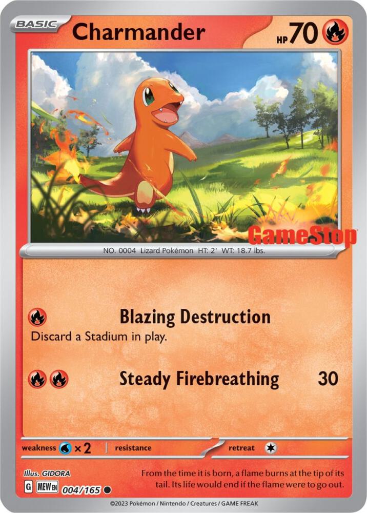 Charmander - 004/165 (GameStop Exclusive) - Miscellaneous Cards & Products (MCAP) NM *FOIL*