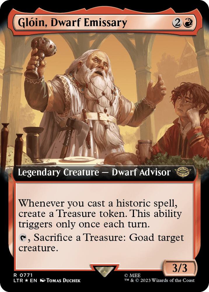 Gloin, Dwarf Emissary (Extended Art) (Surge Foil) - Universes Beyond: The Lord of the Rings: Tales of Middle-earth (LTR) NM *FOIL*