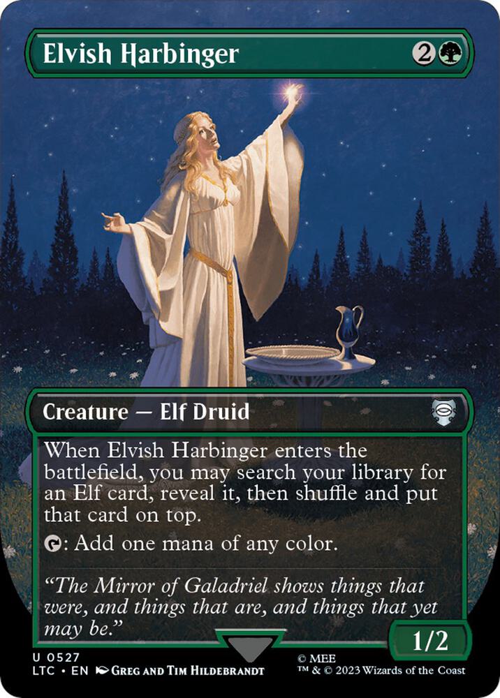 Elvish Harbinger (Borderless) - Commander: The Lord of the Rings: Tales of Middle-earth (LTC) NM *FOIL*
