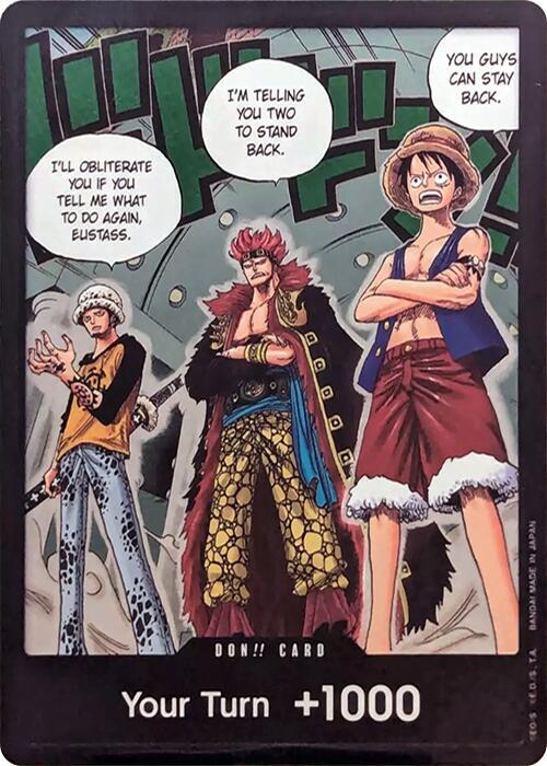 DON!! Card (Trafalgar Law, Eustass Kid and Monkey.D.Luffy) (Double Pack Set Vol. 4) - 500 Years in the Future (OP07) NM *FOIL*