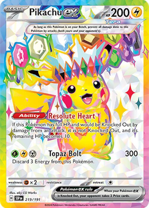 Pikachu ex - 219/191 - SV08: Surging Sparks (SSP) NM *FOIL*