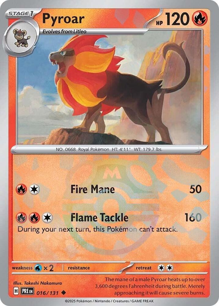 Pyroar (Master Ball Pattern) - SV: Prismatic Evolutions (PRE) NM