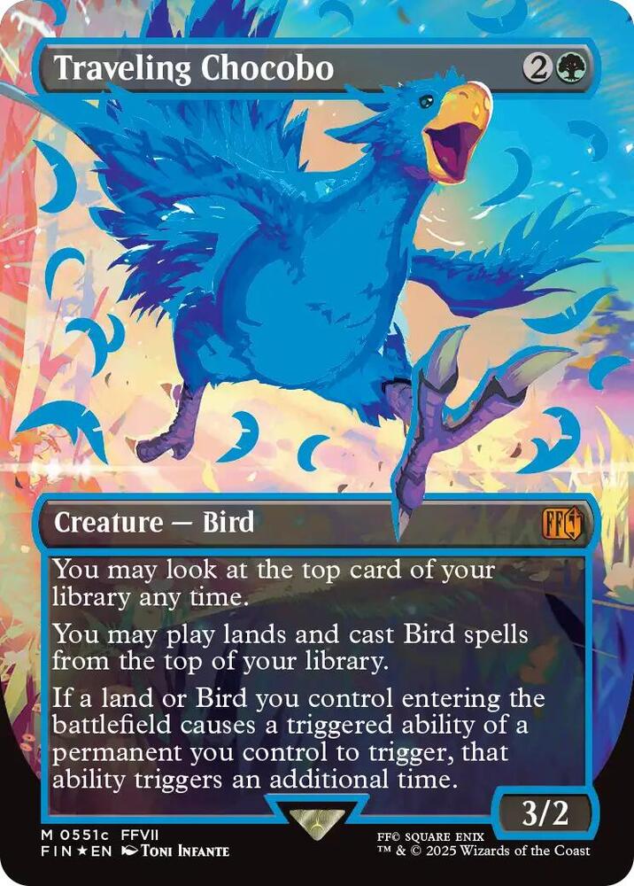 Traveling Chocobo (Borderless) (Neon Ink Blue) - FINAL FANTASY (FIN) NM *FOIL*