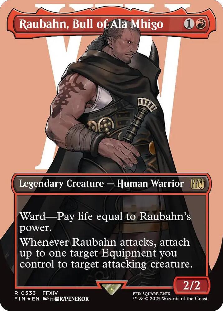 Raubahn, Bull of Ala Mhigo (Borderless) (Surge Foil) - FINAL FANTASY (FIN) NM *FOIL*