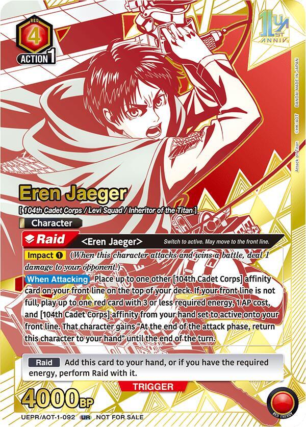 Eren Jaeger (092) - Union Arena Promotion Cards (UEPR) NM *FOIL*