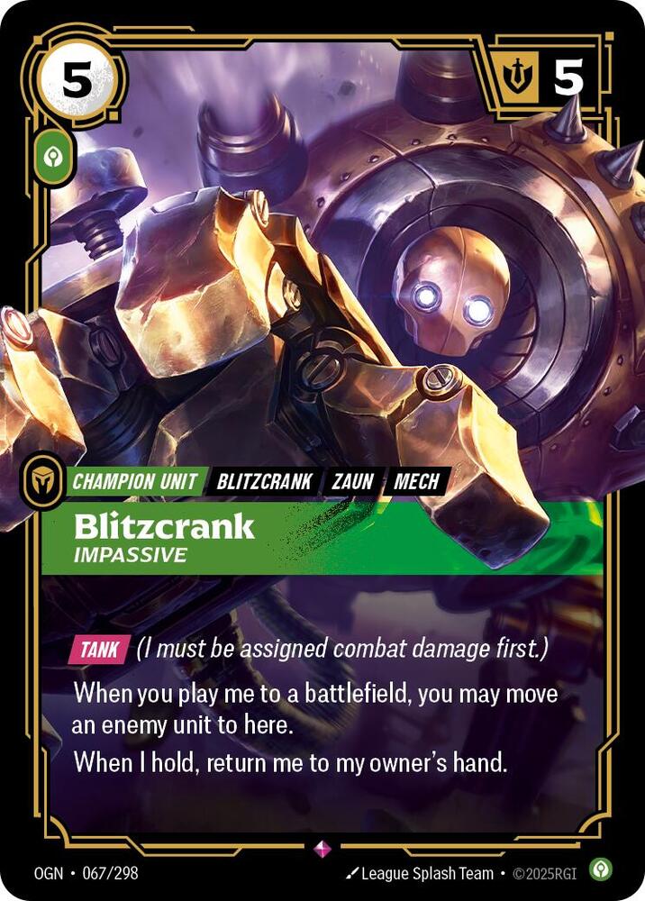 Blitzcrank - Impassive - Origins (OGN) NM *FOIL*