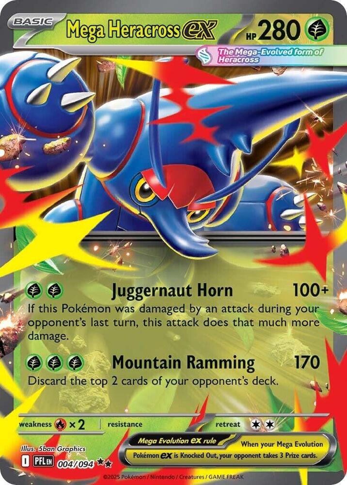Mega Heracross ex - 004/094 - ME02: Phantasmal Flames (PFL) NM *FOIL*