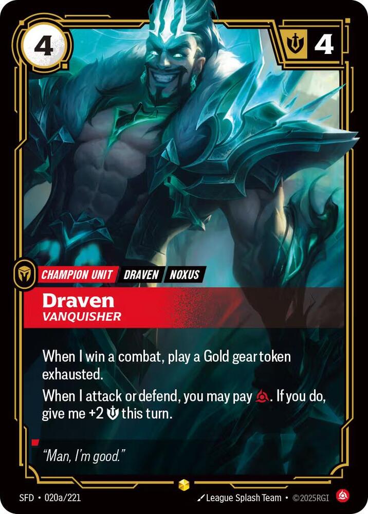 Draven - Vanquisher (Alternate Art) - Spiritforged (SFD) NM *FOIL*