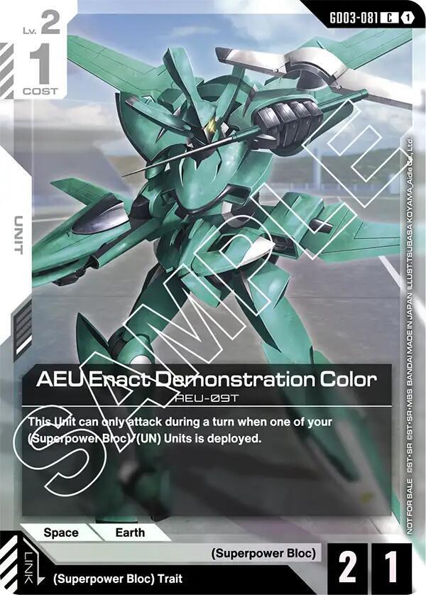 AEU Enact Demonstration Color (Store Tournament Participant Pack 03) - Gundam Promotional Cards (GCG-PR) NM *FOIL*