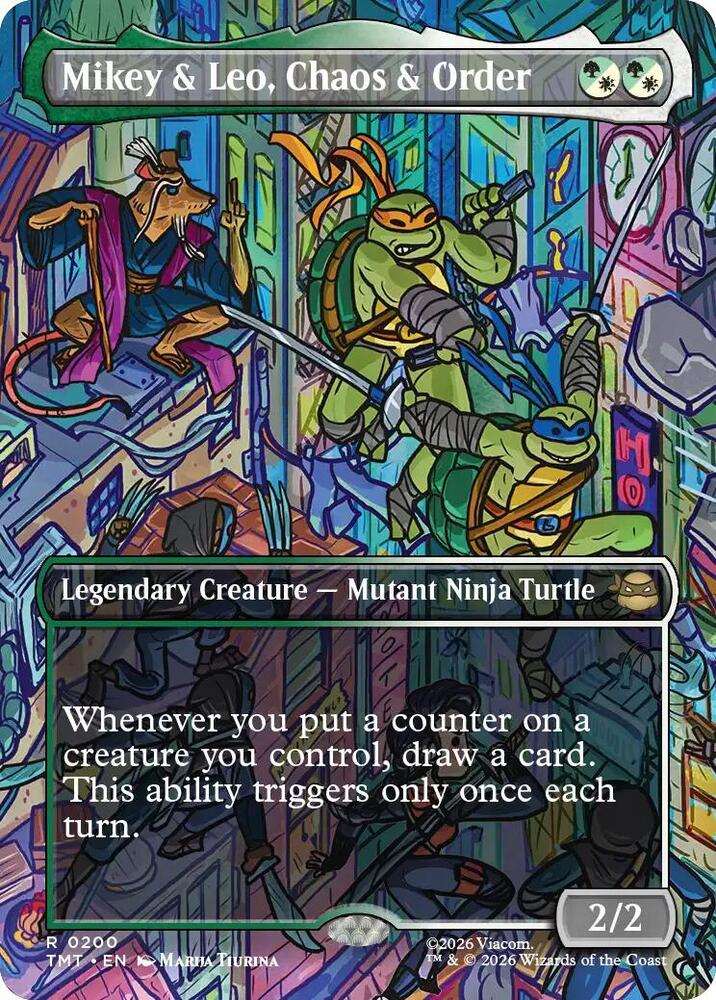 Mikey & Leo, Chaos & Order (Borderless) - Teenage Mutant Ninja Turtles (TMT) NM *FOIL*