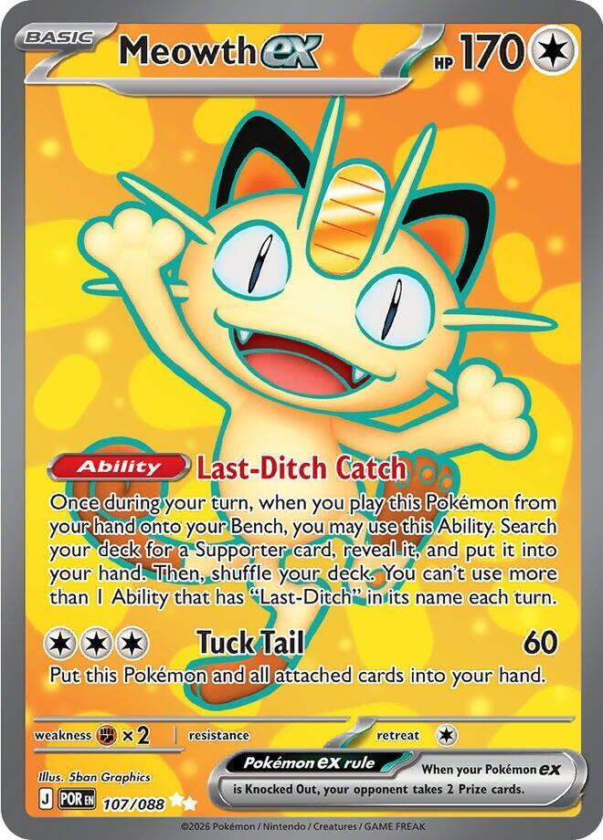 Meowth ex - 107/088 - ME03: Perfect Order (POR) NM *FOIL*
