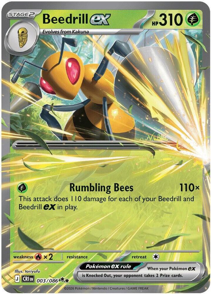 Beedrill ex - 003/086 - ME04: Chaos Rising (CRI) NM *FOIL*