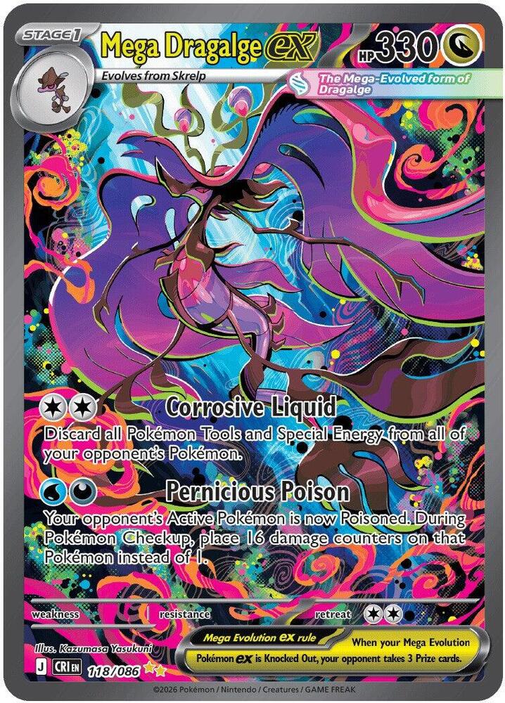 Mega Dragalge ex - 118/086 - ME04: Chaos Rising (CRI) NM *FOIL*