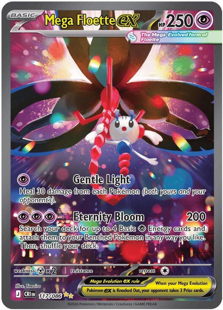 Mega Floette ex - 117/086 - ME04: Chaos Rising (CRI) NM *FOIL*