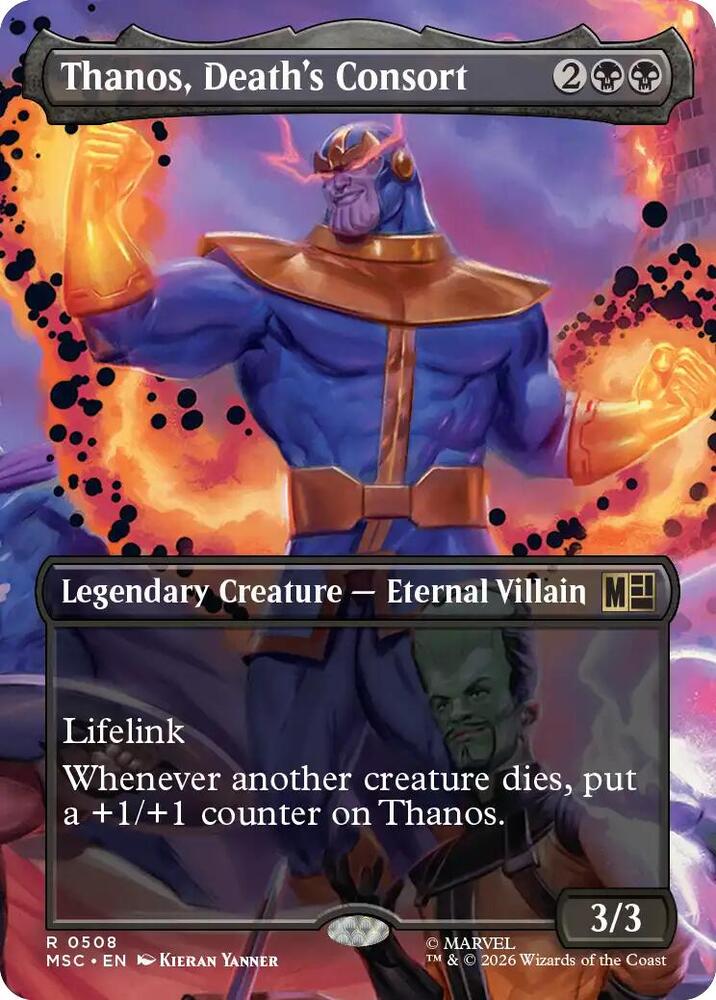 Thanos, Death's Consort (Borderless) - Commander: Marvel Super Heroes (MSC) NM
