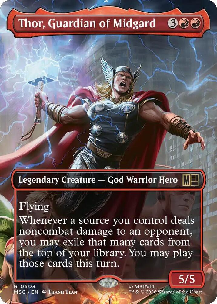 Thor, Guardian of Midgard (Borderless) - Commander: Marvel Super Heroes (MSC) NM *FOIL*