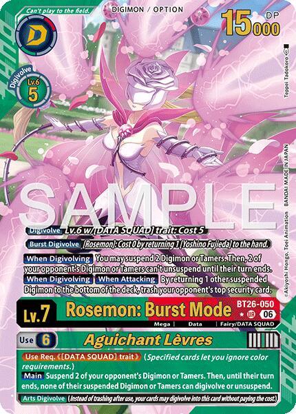 Rosemon: Burst Mode // Aguichant Levres (Alternate Art) - Timeless Bonds (BT-26) NM *FOIL*