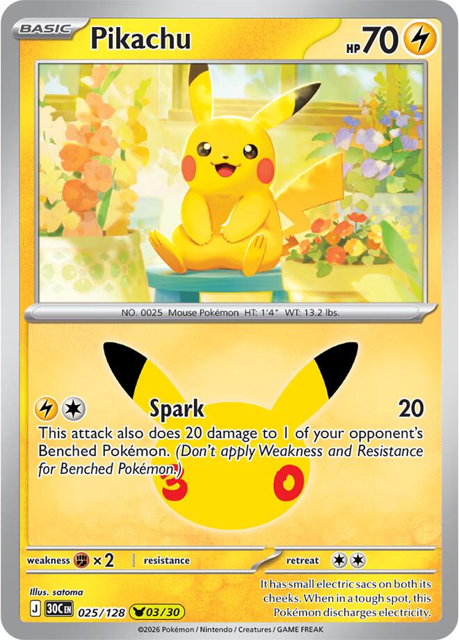 Pikachu - 025/128 - ME: 30th Celebration (30C) LP *FOIL*