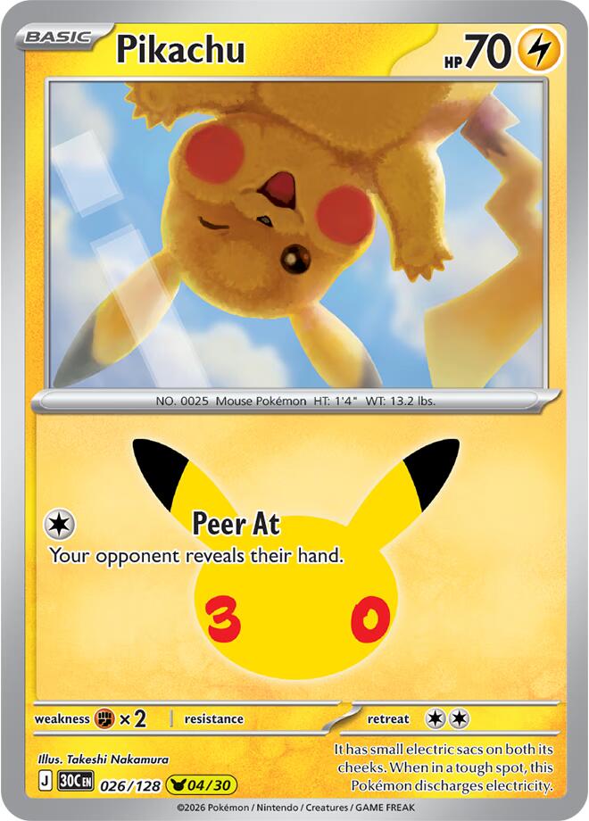 Pikachu - 026/128 - ME: 30th Celebration (30C) LP *FOIL*