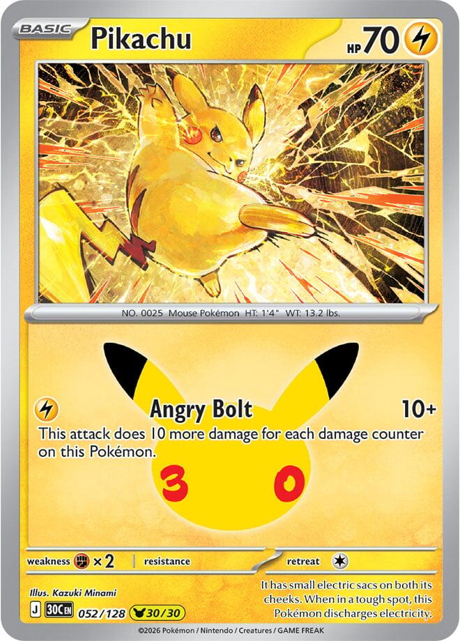 Pikachu - 052/128 - ME: 30th Celebration (30C) NM *FOIL*