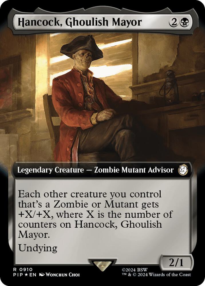 Hancock, Ghoulish Mayor (Extended Art) (Surge Foil) - Universes Beyond: Fallout (PIP) *SURGE FOIL*