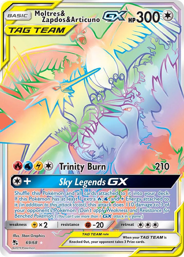 Moltres & Zapdos & Articuno GX (Secret) - Hidden Fates (HIF) NM *FOIL*