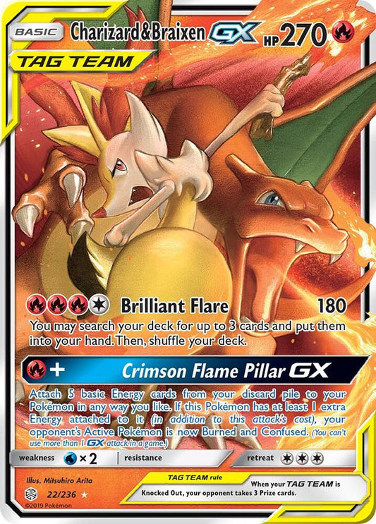 Charizard & Braixen GX - SM - Cosmic Eclipse (SM12) NM *FOIL*