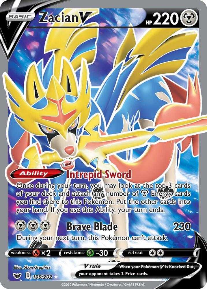 Zacian V (Full Art) - SWSH01: Sword & Shield Base Set (SWSH01) NM *FOIL*