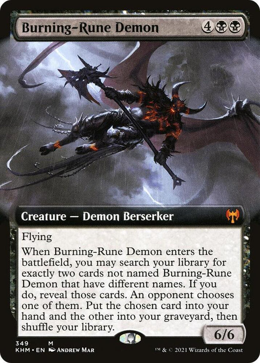Burning-Rune Demon (Extended Art) - Kaldheim (KHM) NM
