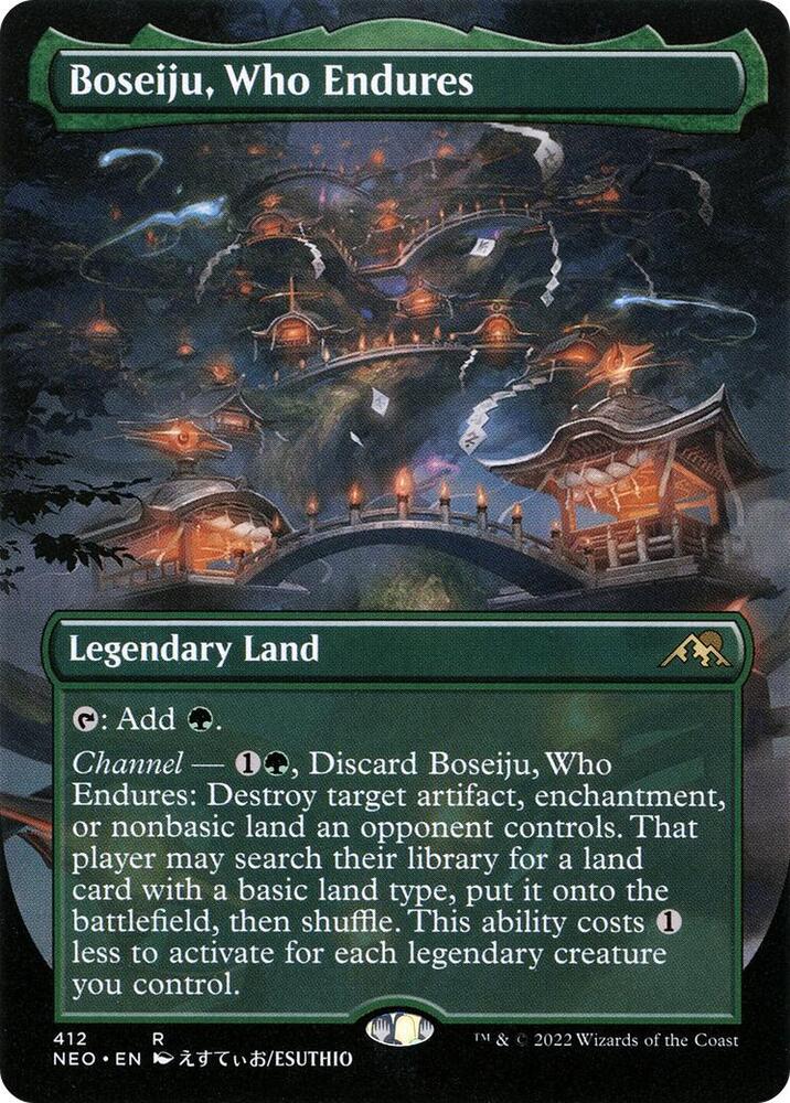 Boseiju, Who Endures (Borderless) - Kamigawa: Neon Dynasty (NEO) NM *FOIL*