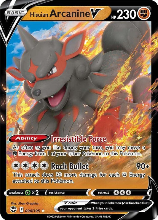 Hisuian Arcanine V - SWSH12: Silver Tempest (SWSH12) NM *FOIL*