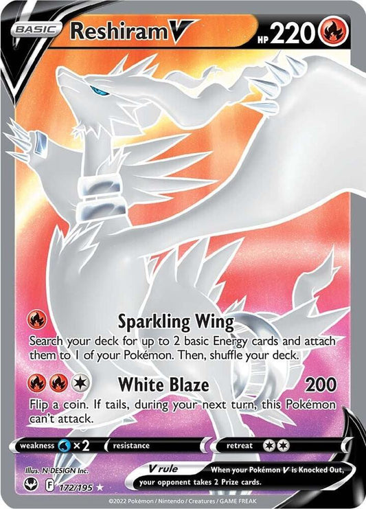 Reshiram V (Full Art) - SWSH12: Silver Tempest (SWSH12) NM *FOIL*
