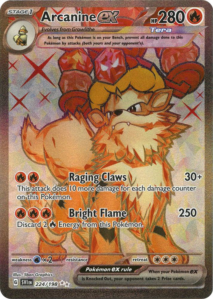 Arcanine ex - 224/198 - SV01: Scarlet & Violet Base Set (SVI) NM *FOIL*
