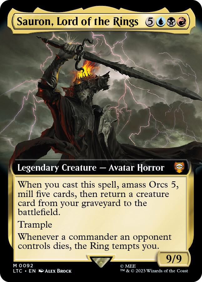 Sauron, Lord of the Rings (Extended Art) - Commander: The Lord of the Rings: Tales of Middle-earth (LTC) NM *FOIL*