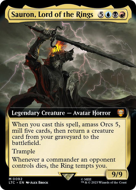 Sauron, Lord of the Rings (Extended Art) - Commander: The Lord of the Rings: Tales of Middle-earth (LTC) NM *FOIL*