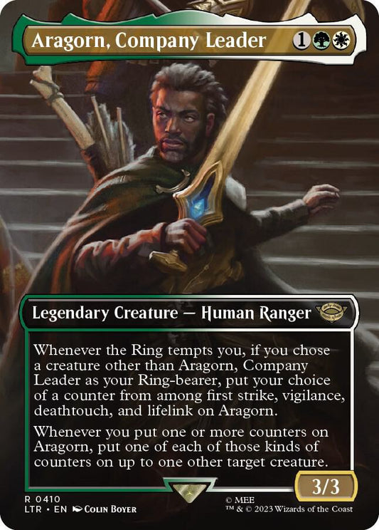 Aragorn, Company Leader (Borderless) - Universes Beyond: The Lord of the Rings: Tales of Middle-earth (LTR) NM
