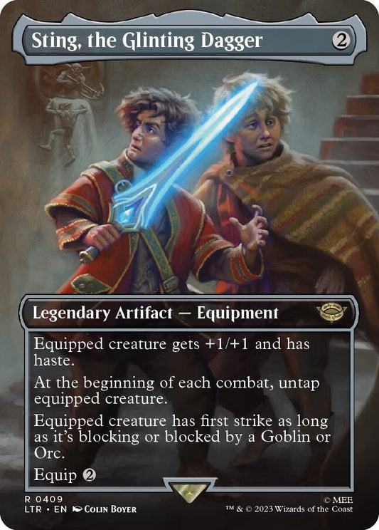 Sting, the Glinting Dagger (Borderless) - Universes Beyond: The Lord of the Rings: Tales of Middle-earth (LTR) NM *FOIL*
