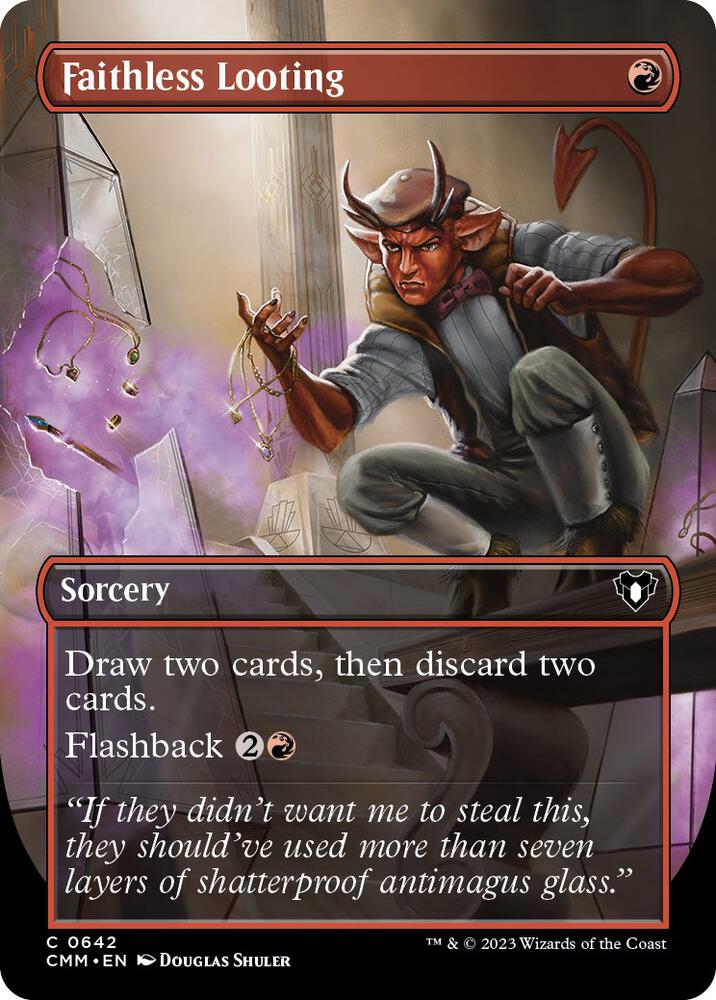 Faithless Looting (Borderless) - Commander Masters (CMM) NM *FOIL*