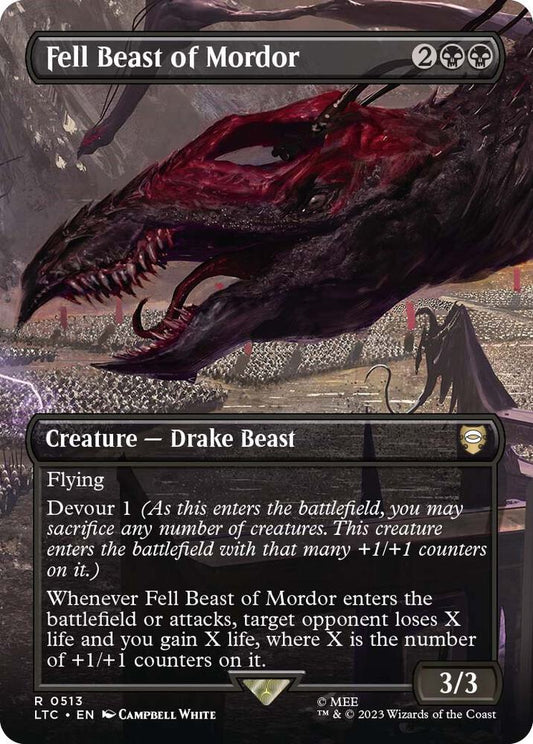 Fell Beast of Mordor (Borderless) - Commander: The Lord of the Rings: Tales of Middle-earth (LTC) *FOIL*