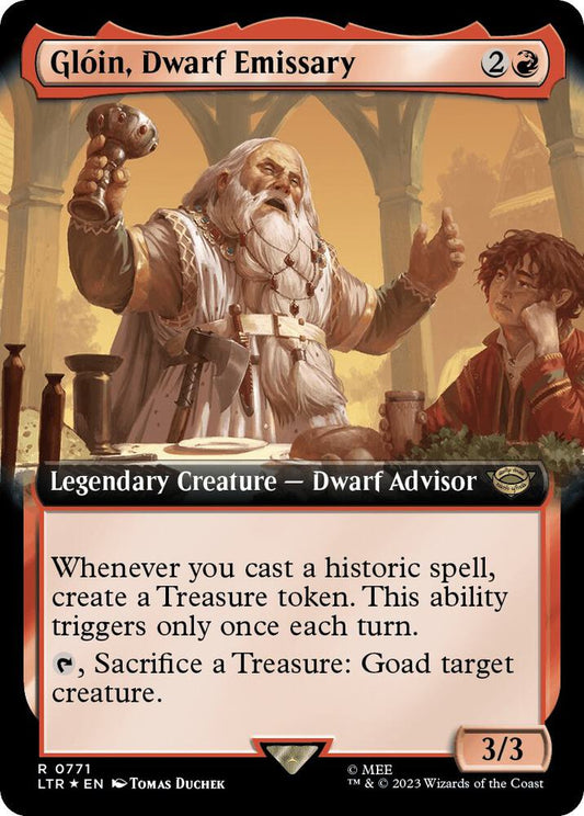 Gloin, Dwarf Emissary (Extended Art) (Surge Foil) - Universes Beyond: The Lord of the Rings: Tales of Middle-earth (LTR) NM *FOIL*