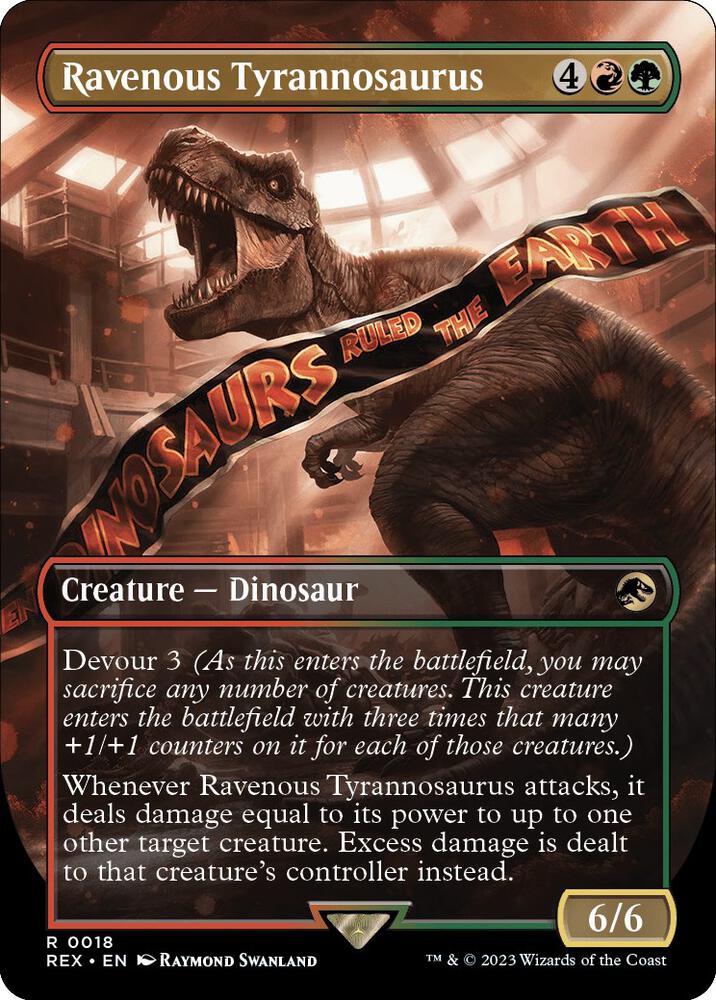 Ravenous Tyrannosaurus (Borderless) - Universes Beyond: Jurassic World Collection (REX) NM *FOIL*
