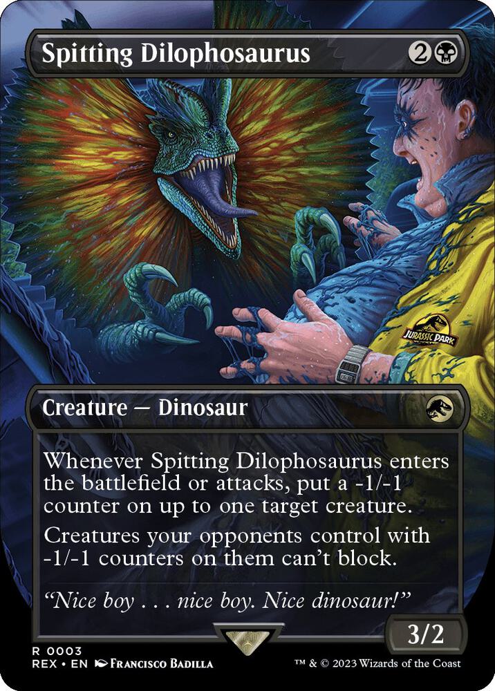 Spitting Dilophosaurus (Borderless) - Universes Beyond: Jurassic World Collection (REX) NM