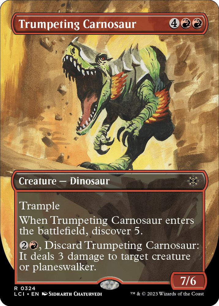 Trumpeting Carnosaur (Borderless) - The Lost Caverns of Ixalan (LCI) NM *FOIL*