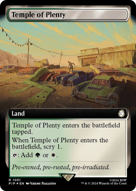 Temple of Plenty (Extended Art) (Surge Foil) - Universes Beyond: Fallout (PIP) NM *FOIL*